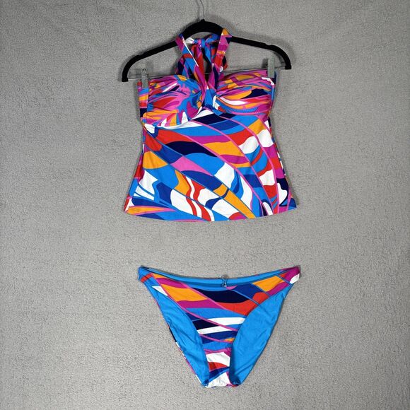 NWT Trina Turk Rio Convertible Bandeau Tankini Set Women’s Size 6 Psychedelic - Picture 1 of 16